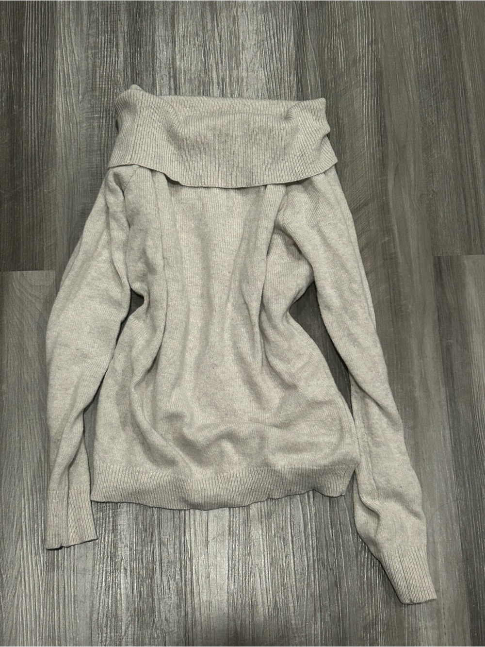 Brandy Off-Shoulder Cream/Beige Foldover Sweater